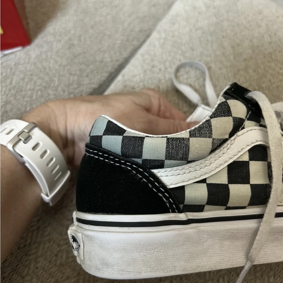 Vans Off the Wall Men 6 Womens 7.5 Old Skool Black White Checkerboard Sneakers - Picture 13 of 13